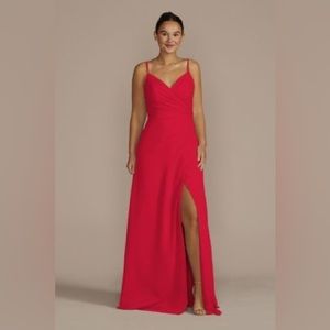 NWT CRINKLE CHIFFON SPAGHETTI STRAP BRIDESMAID DRESS